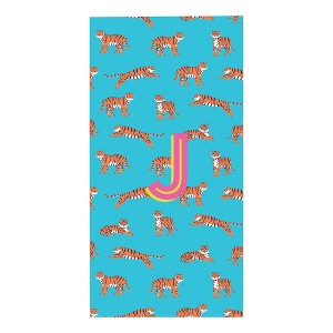 Personalization Mall Tiger Print Initial 30x60 Beach Towel - 1 of 2