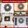 Attop 22 Inch Christmas Wreath Christmas Wreaths with Red Balls Holly Berries Pine Cones and Eucalyptus Leaves - 4 of 4