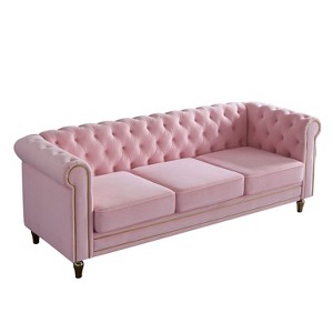 NicBex 84.65 Inch Velvet Sofa Couch 3-Seat Sofa with Tufted Backrest for Living Room,Apartment,Bedroom - 1 of 4