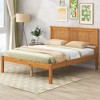 Okak Full/Twin Natural Platform Beds with Wide Wood Headboard,Solid Wood Bed Frame for Primary Bedroom,No Spring Box Needed - 2 of 4