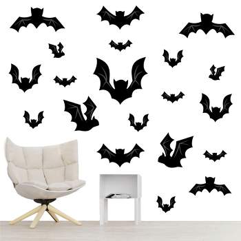 Big Dot of Happiness Black Bats - Peel and Stick Halloween Vinyl Wall Art Stickers - Wall Decals - Set of 20