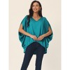 Seta T Women's Satin V Neck Batwing Short Sleeve Summer Loose High Low Hem Casual Blouse - 2 of 4
