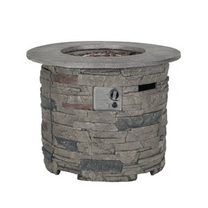 GDFStudio Broadway Outdoor 40,000 BTU Lightweight Concrete Fire Pit Table, Gray/Light Brown - 1 of 4