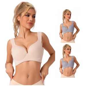 INSPIRE CHIC Women's Wirefree Bra Full Coverage Push Up Vest Bralettes 3 Packs - 1 of 4