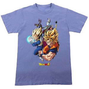 Dragon Ball Super Character Group Shot Adult Periwinkle Crew Neck Short Sleeve T-shirt-Medium - 1 of 4