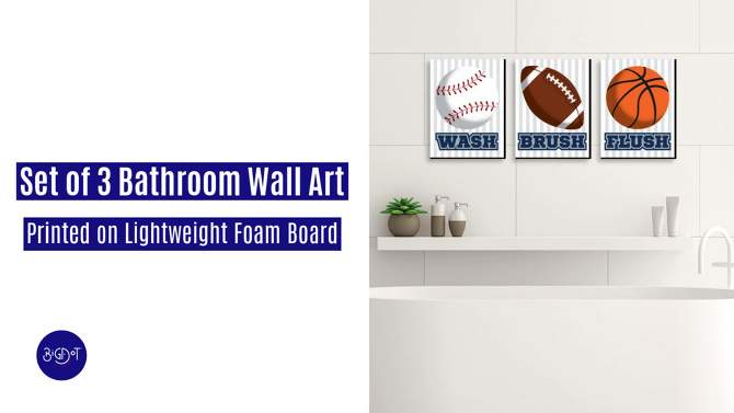 Big Dot of Happiness Go, Fight, Win - Sports - Kids Bathroom Rules Wall Art - 7.5 x 10 inches - Set of 3 Signs - Wash, Brush, Flush, 2 of 9, play video