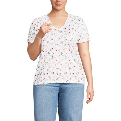 Lands' End Women's Relaxed Supima Cotton V-Neck T-Shirt