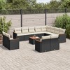 vidaXL 12 Piece Patio Sofa Set with Cushions Black Poly Rattan - Black and Cream With Table - 2 of 4