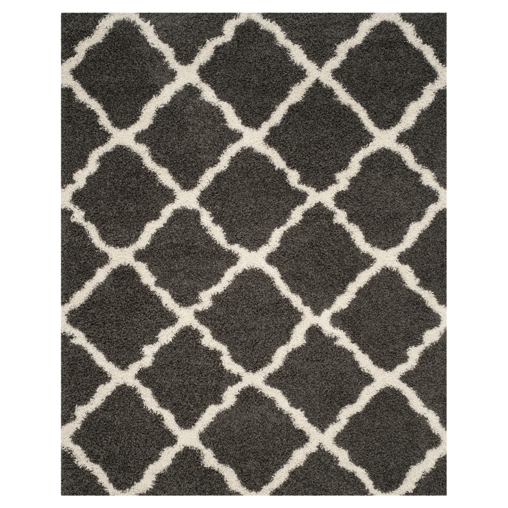 Dark Gray/Ivory Geometric Shag/Flokati Loomed Area Rug - (8'x10') - Safavieh