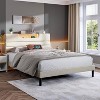 Queen Size Bed Frames with Upholstered Headboard Modern Platform Bed with Bed Frame with Sturdy Wooden Slats/No Box Spring Needed/2-Tier Storage Beige - 4 of 4