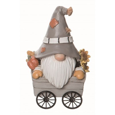 Transpac Resin Multicolor Harvest Wheelbarrow Gnome Figurine