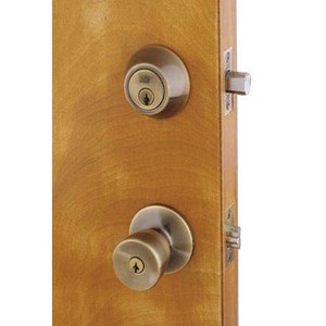 Home Plus Antique Brass Knob and Deadbolt Set 1-3/4 in. - 1 of 1