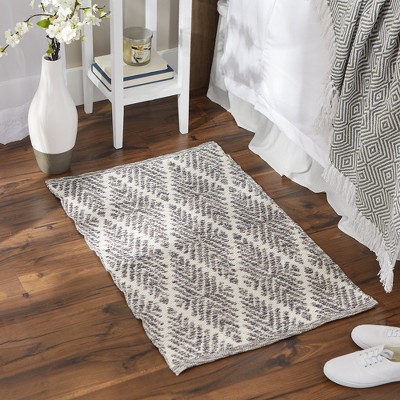 Gray Diamond Flat Woven Cotton Reversible Rug 2x3-ft