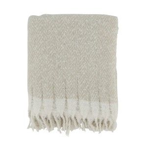 Saro Lifestyle Chic Faux Mohair Herringbone Fringed Throw - 1 of 3