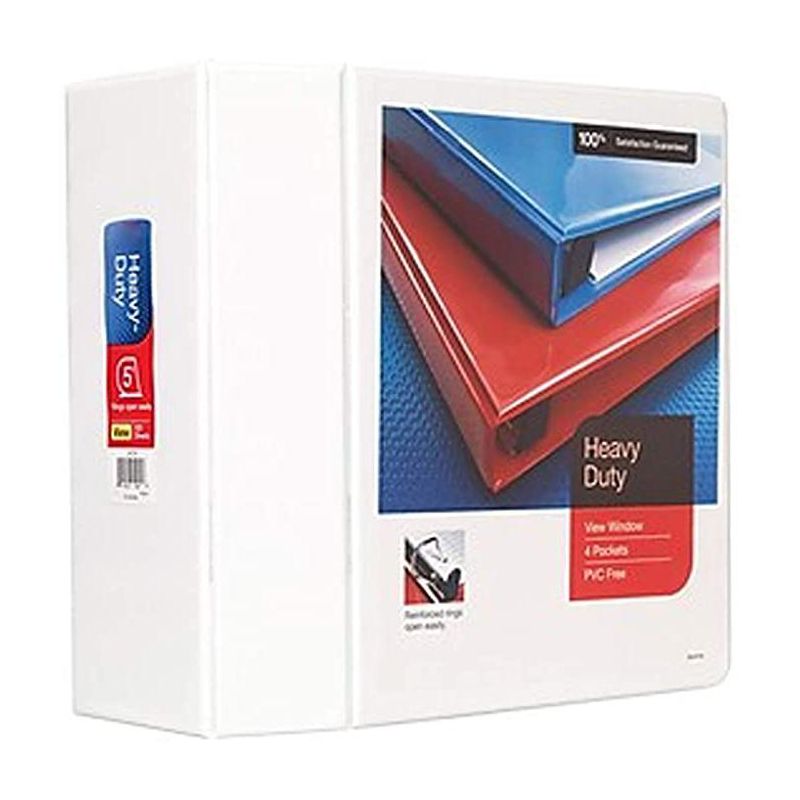 MyOfficeInnovations Heavy Duty 5" 3-Ring View Binder White (24700) 82660, 1 of 8