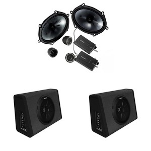 Kicker (2) 11PT250 Powered Sub Enclosure & 46CSS684 6x8" Component Bundle - 1 of 4
