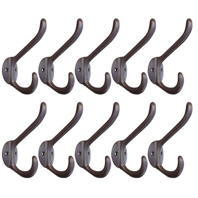 Phiestina Vintage Style Cast Iron Wall Coat Hooks - Brown