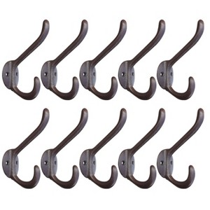 Phiestina Vintage Style Cast Iron Wall Coat Hooks - Brown - 1 of 4