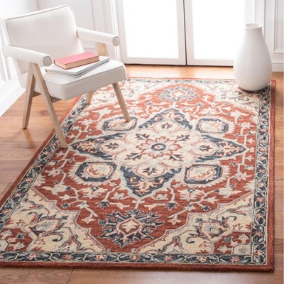 Heritage Red and Black Hand-Tufted Wool 4' x 6' Rug