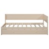 Twin Size Wood Daybed with Trundle and Guardrail, Beige/Gray -ModernLuxe - 4 of 4