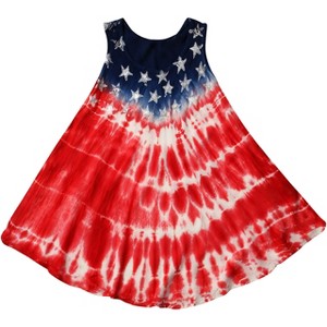 Riviera Sun Girls Flag Sundress - Tie Dye American Flag Beach Cover Up - 1 of 2