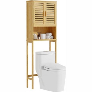 Coucheta Bamboo Bathroom Cabinet - Freestanding Over-The-Toilet Storage with Adjustable Shelf and Doors, Space-Saving Rack for Bathroom - 1 of 4