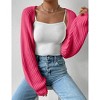 Women's Long Sleeve Open Front Knitted Crop Sweater Cardigan Drop Shoulder Knit Bolero Shrug - 3 of 4
