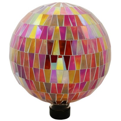 Very Cool Stuff Mosaic Glass Gazing Globe with Hanging Chain, Red Tile, 10in
