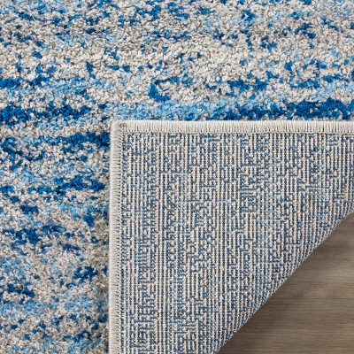 Blue and Silver Hand-Knotted Synthetic Area Rug, 3' x 5'