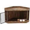 52 Inch Corner Dog Crate with Rotating Feeder, Wooden Kennel Side Table with Grid Decoration, Indoor Use Dog Crate for Small, Medium, Large Dogs - 3 of 4