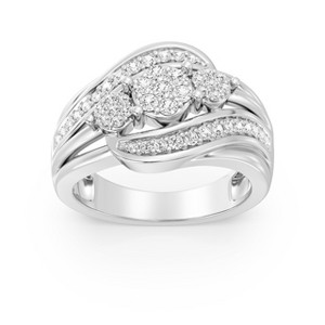 GILDED Statement Ring Band in 14KT Gold Plated & 925 Sterling Silver for Women in 1/4, 1/2, 3/4 Carat Total Weight Lab Grown Diamond | Size 7 - 1 of 4