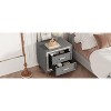 Gulches Mid Century Vintage Nightstand with Silver Glitter Strip, Velvet 2-Drawer Bedside Table with Metal Legs, Fully Assembled Except Legs (Gray) - 4 of 4