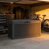 Gulches 60GAL 227L Outdoor Storage Deck Box Black Rattan Grain Effect Lockable Weatherproof Resin for Patio Garden Backyard - 3 of 4