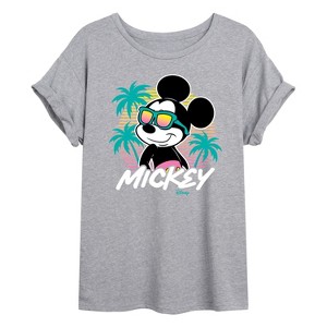 Women's - Disney - Mickey Sunset Shades Oversized Graphic T-Shirt - 1 of 4