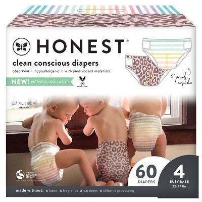 The Honest Company Disposable Diapers Wild Thang & Rainbow Stripes - Size 4 - 60ct