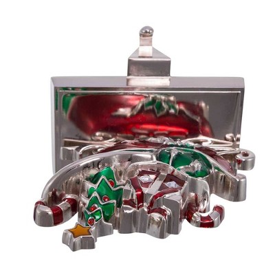Festive Red and Green Metal Sleigh Stocking Holder