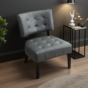 Blended Leather Tufted Oversized Accent Chair with Kiln-Dried Hardwood Frame - 1 of 4