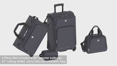 Skyline 4pc Softside Checked Luggage Set - Gray Geo