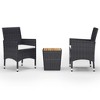vidaXL 3 Piece Bistro Set Poly Rattan and Acacia Wood Black - 2 of 4