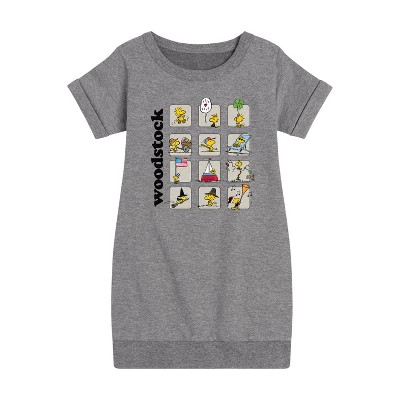 - Peanuts - Woodstock Months Graphic Short Sleeve Fleece Dress
