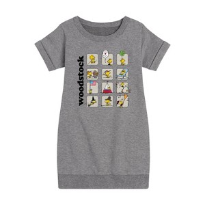 - Peanuts - Woodstock Months Graphic Short Sleeve Fleece Dress - 1 of 4