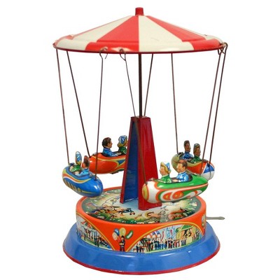 Rm540 - German Collectible Tin Toy - Carousel With Rocket Ships On Rods ...