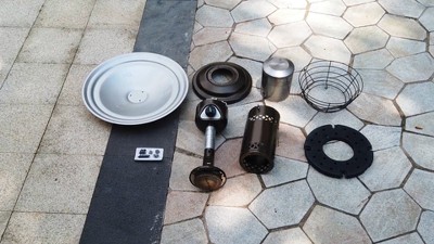 Bronze and Silver Tabletop Propane Patio Heater with Emergency Shut Off