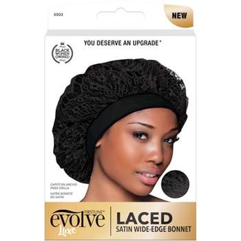 Evolve Products Lace Satin Hair Bonnet - Black