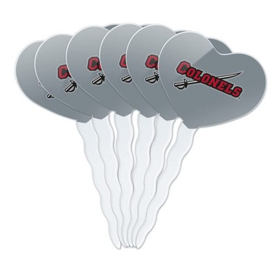 Nicholls State University Secondary Heart Love Cupcake Picks Toppers Decoration Set of 6