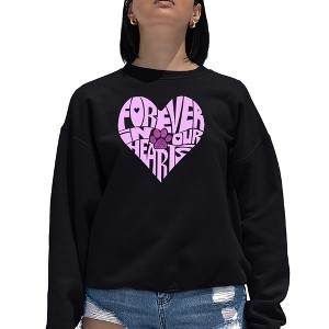 LA Pop Art Forever In Our Hearts - Women's Word Art Crewneck Sweatshirt - 1 of 4