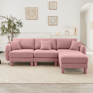 VASIP Boucle Fabric 3-Seater Sofa, Shell-Shaped Armrests & Self-Wrapped Cylindrical Legs, for Living Room & Apartment,Beige - 1 of 4