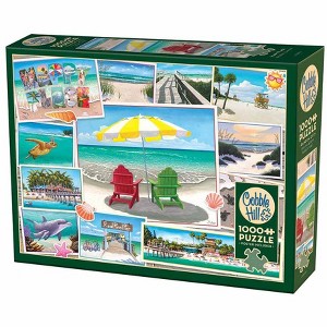 Cobble Hill Happy Place Beach Collage Jigsaw Puzzle, 1000 pc Linen-Cut, Ages 12+, 26.6″ × 19.25″ - 1 of 2