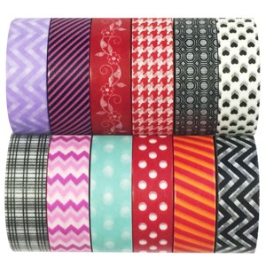 Wrapables Washi Tapes Decorative Masking Tapes, Set of 12 - 1 of 4