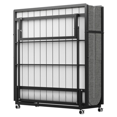 Portable Rollaway Guest Bed with Memory Foam Mattress and Bed Side Pocket